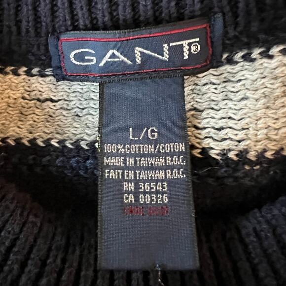 Vintage Gant Sweater Mens L Cozy Fall Knit Grandpa Plaid Knit Y2K 90s Retro - Picture 6 of 11